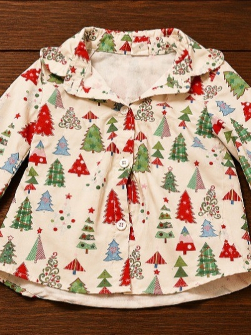 Christmas Tree Button Up Shirt | Holiday Long Sleeve Toddler Top